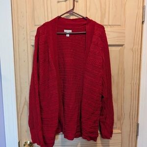 Croft & Barrow Red Open-Front Cable Knit Sweater